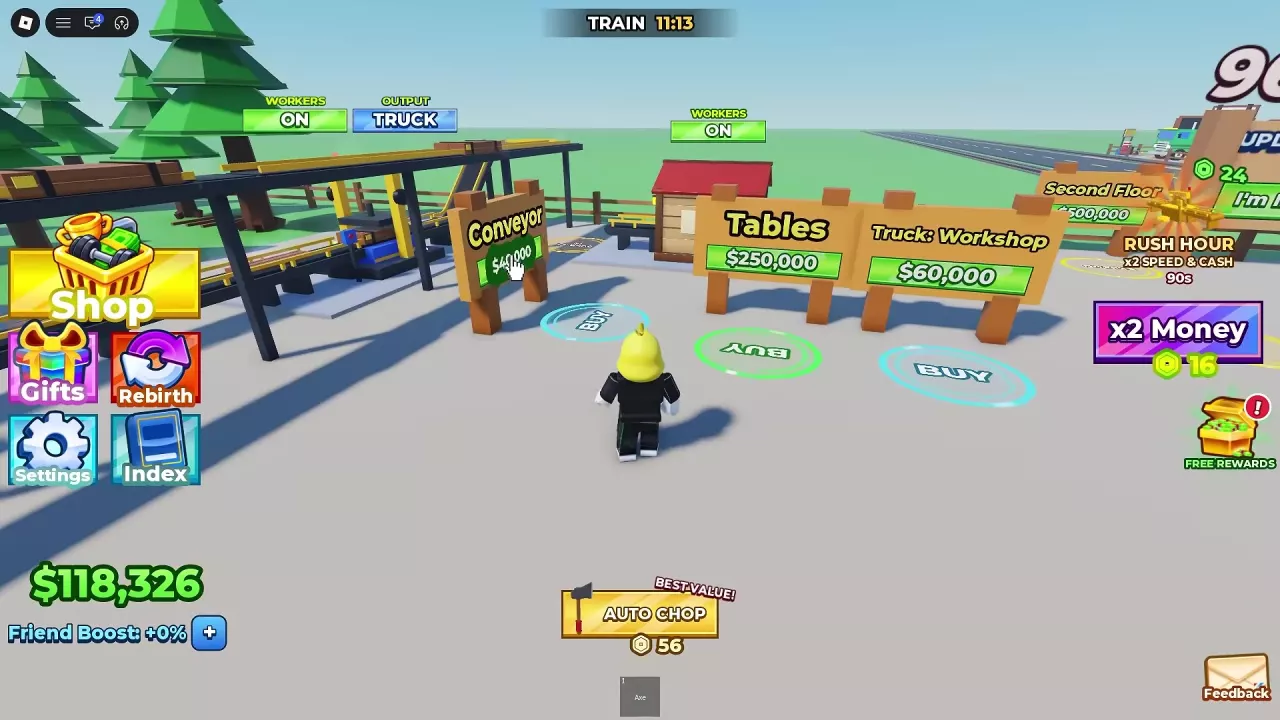 Workshop with Conveyor and Truck: Workshop purchase points